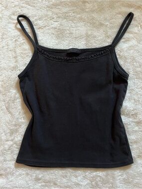 Brandy Melville Black Ribbed Spaghetti Strap Camisole